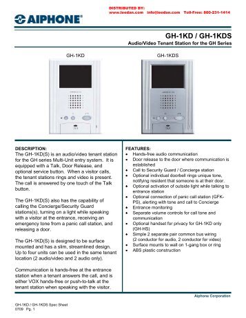 GH-1KD / GH-1KDS - Lee Dan Communications, Inc.