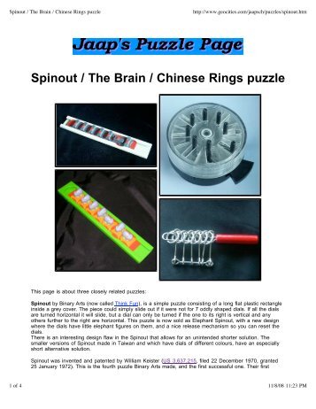 Spinout _ The Brain _ Chinese Rings puzzle