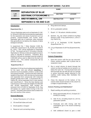 SEPARATION OF BLUE DEXTRAN, CYTOCHROME C AND ...