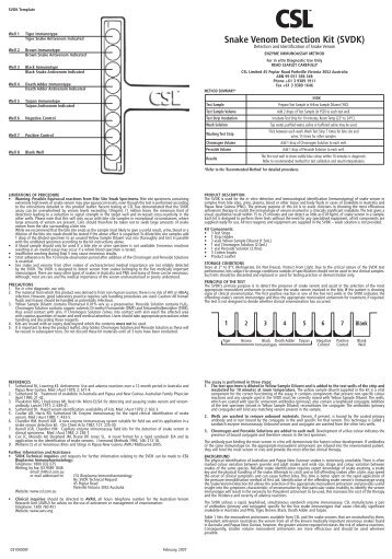 Snake Venom Detection Kit (SVDK) - Csl.com