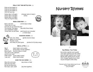 Nursery Rhymes - Hillsborough County Public Library Cooperative