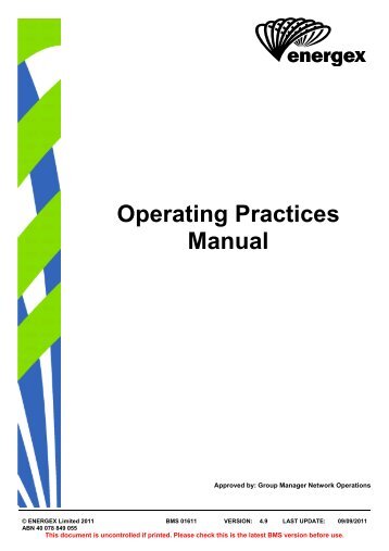 Operating Practices Manual - BMS 1611 (5068kB) - Energex