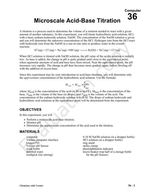 Microscale Acid Base Titration Vernier Software Technology
