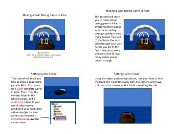 Making a Boat Racing Game in Alice Making a ... - Duke University