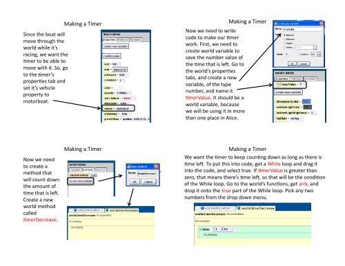 Making a Boat Racing Game in Alice Making a ... - Duke University