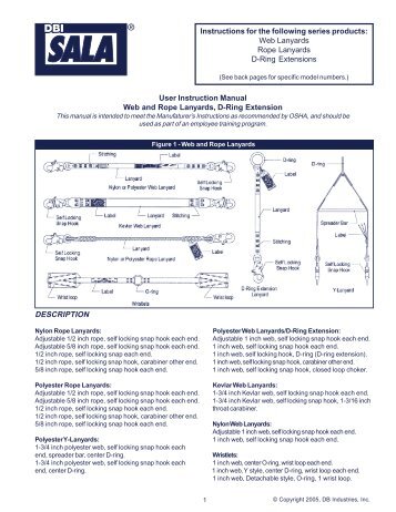 User Instruction Manual Web and Rope Lanyards, D-Ring Extension ...