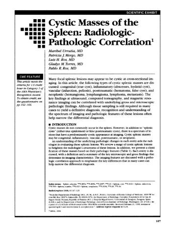 .::: Cystic Masses of the Spleen: Radiologic- - RadioGraphics