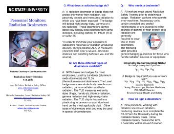 Personnel Monitors: Radiation Dosimeters