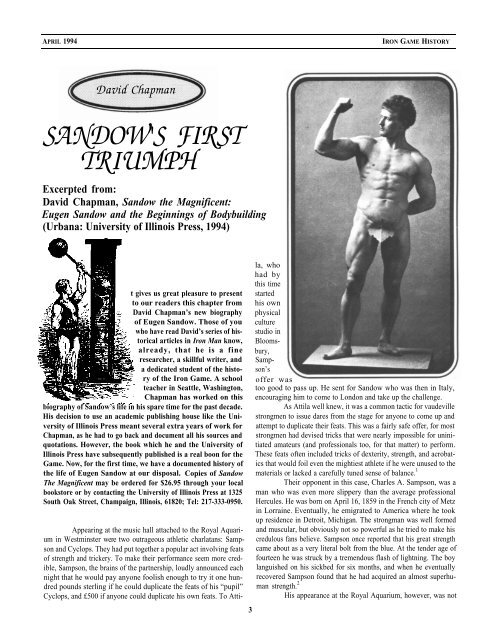 Eugen Sandow's body was all his own work - More Sport - Inside Sport