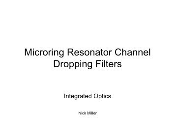 Microring Resonator Channel Dropping Filters