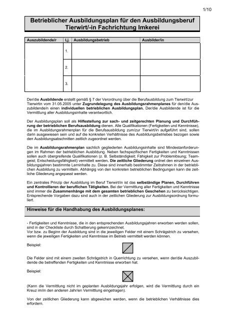 Betrieblicher Ausbildungsplan Der Betriebliche Ausbildungsplan 2020 05 02