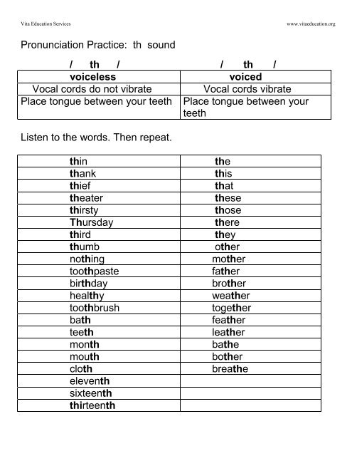 Th Sound Handout Vita Education Services th-sound-handout-vita-education-services