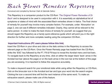 Bach Flower Remedies Repertory - Whole Energy Essences