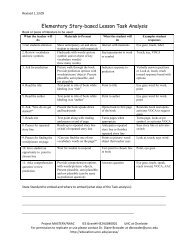 Elementary Story-based Lesson Task Analysis