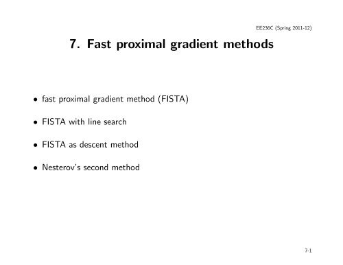 7. Fast proximal gradient methods
