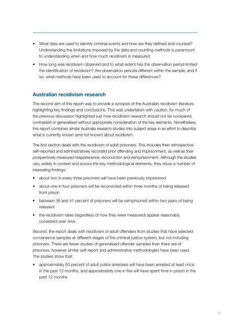 Recidivism in Australia : findings and future research - Australian ...