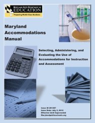 Maryland Accommodations Manual: Selecting Administering, and