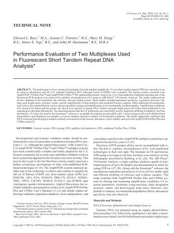 Performance evaluation of two multiplexes used in ... - Library