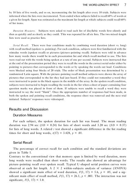 The Word-Length Effect and Disyllabic Words (Lovatt