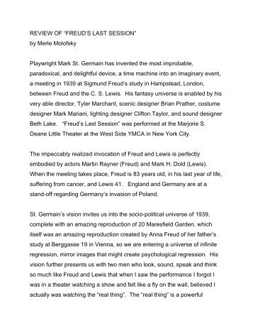 REVIEW OF “FREUD'S LAST SESSION” by Merle Molofsky ... - IFPE