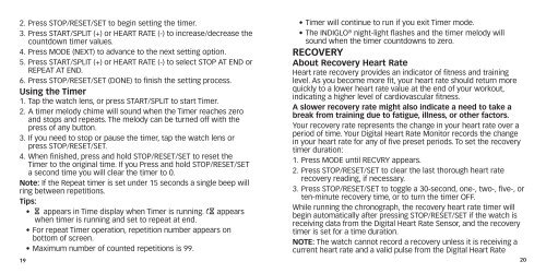 Digital Heart Rate Monitor - user - Timex.com assets