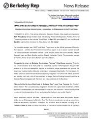 FOR IMMEDIATE RELEASE - Berkeley Repertory Theatre