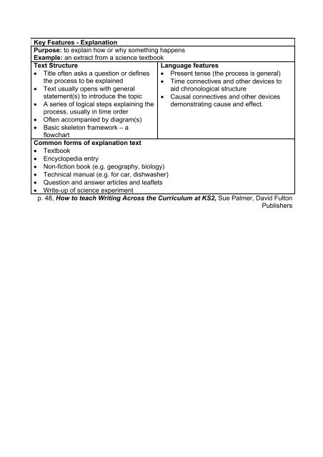 Torbay Literacy Folio 10E Explanatory Texts Assessment Criteria ...