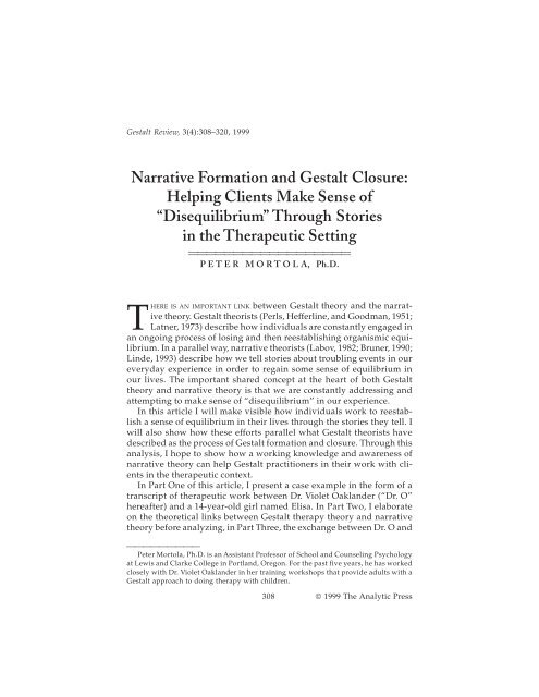 Narrative Formation And Gestalt Closure Gestalt International