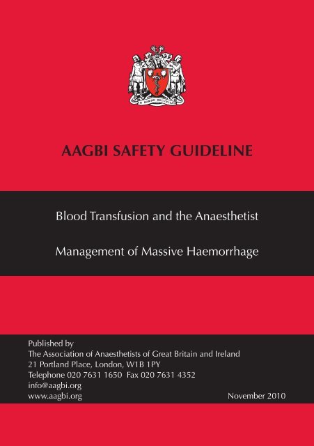Blood transfusion and the anaesthetist: management of ... - aagbi
