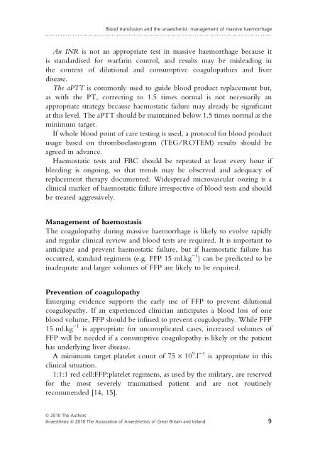 Blood transfusion and the anaesthetist: management of ... - aagbi