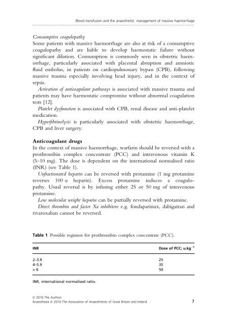 Blood transfusion and the anaesthetist: management of ... - aagbi