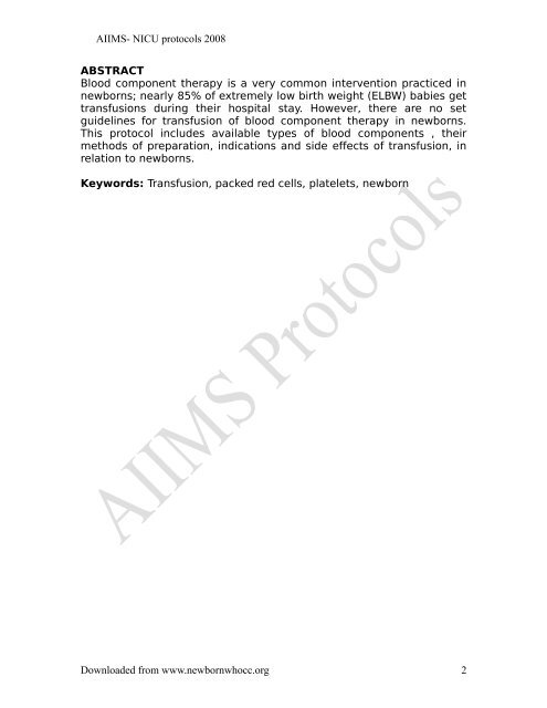 Blood and blood component therapy in neonatology - New Born Baby