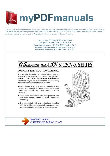 User manual OS ENGINES MAX-12CV-X - MY PDF MANUALS