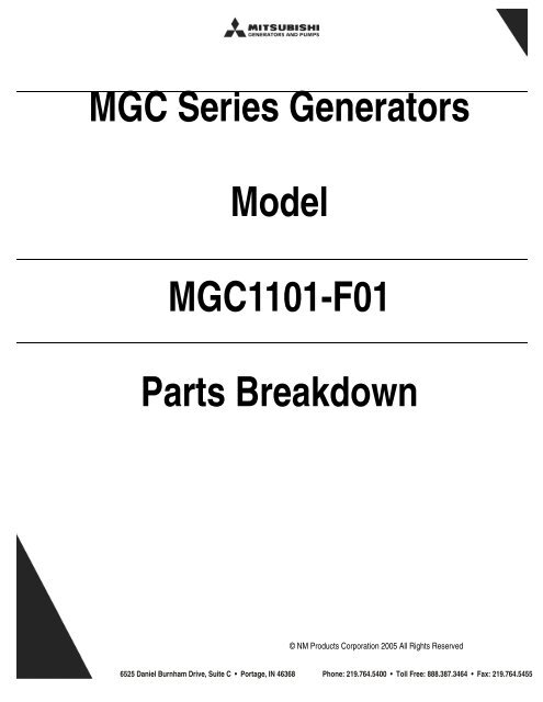 MGC Series Generators Model MGC1101-F01 Parts Breakdown