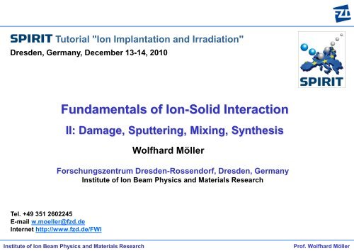 Fundamentals of Ion-Solid Interaction - SPIRIT