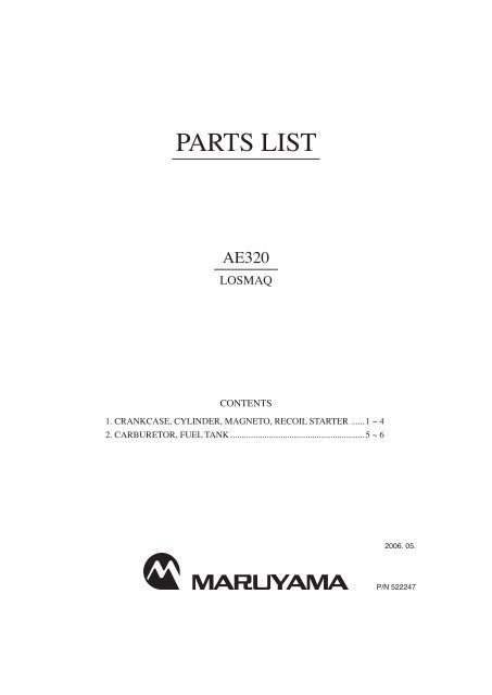 PARTS LIST - Maruyama