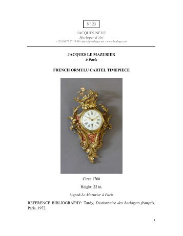 23-LE MAZURIER-ENx - Jacques Nève, Horloger d'art