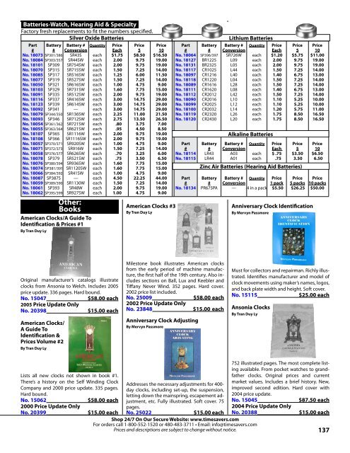 Other: Books - antique clock keys & clock parts