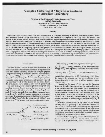 Compton Scattering of γ-Rays from Electrons in - University of ...