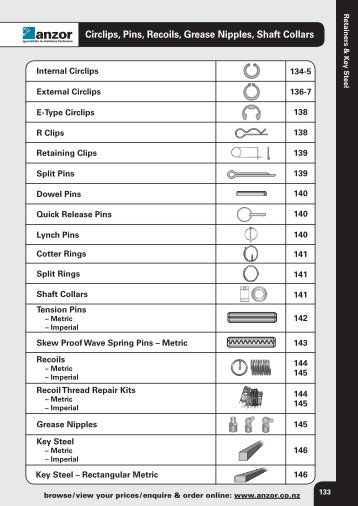 Circlips, Pins, Recoils, Grease Nipples, Shaft Collars
