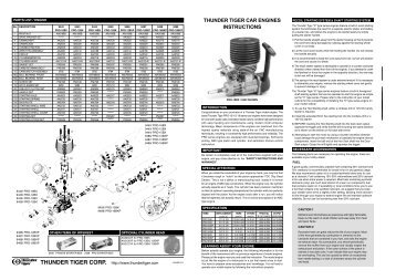 THUNDER TIGER CAR ENGINES INSTRUCTIONS