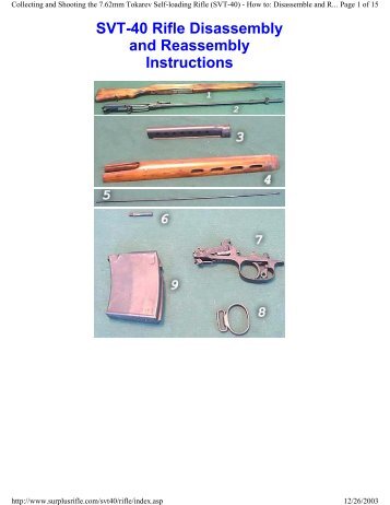 SVT-40 Rifle Disassembly and Reassembly Instructions