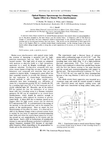 Optical Ramsey Spectroscopy in a Rotating Frame: - Atomwave.org