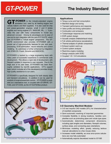 See GT-POWER Brochure