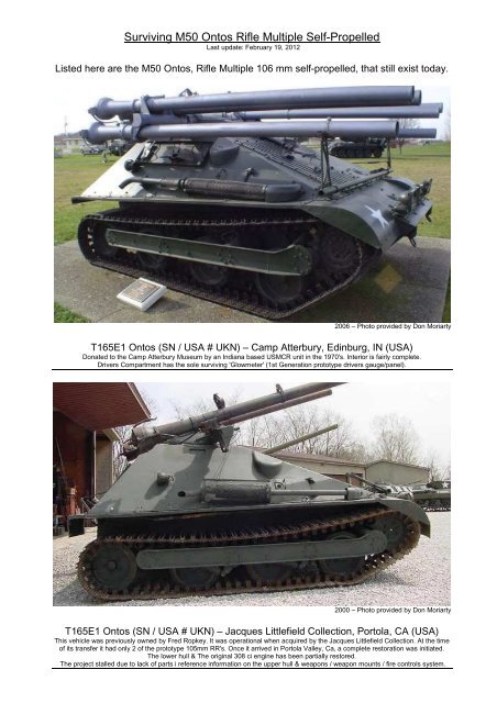 Surviving M50 Ontos Rifle Multiple Self-Propelled - Massimo's ...