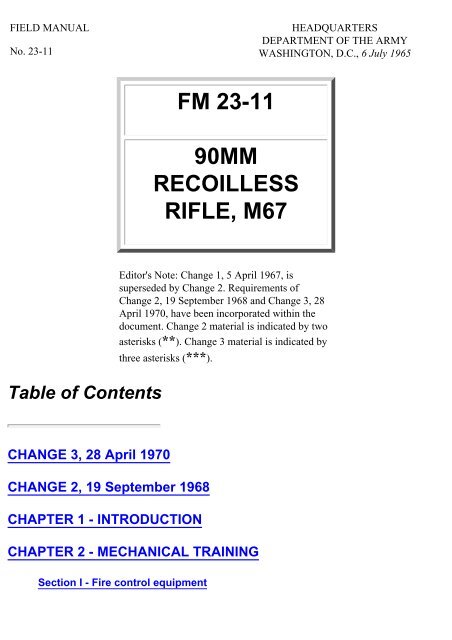 FM 23-11 90MM RECOILLESS RIFLE, M67