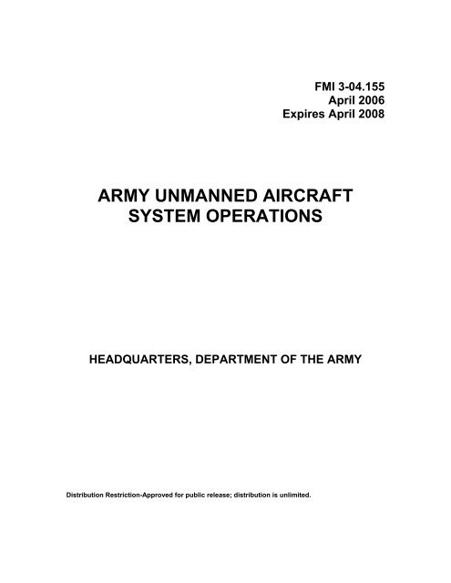 FMI 3-04.155. Army Unmanned Aircraft System Operations