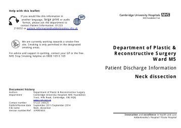 Department of Plastic & Reconstructive Surgery Ward M5 Patient ...