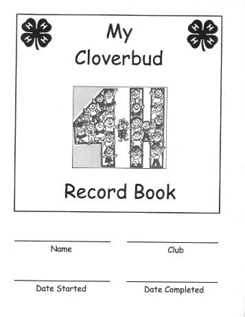 4-H Cloverbud Project Record Book