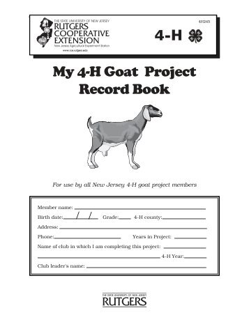 My 4-H Goat Project Record Book - Lee County Extension